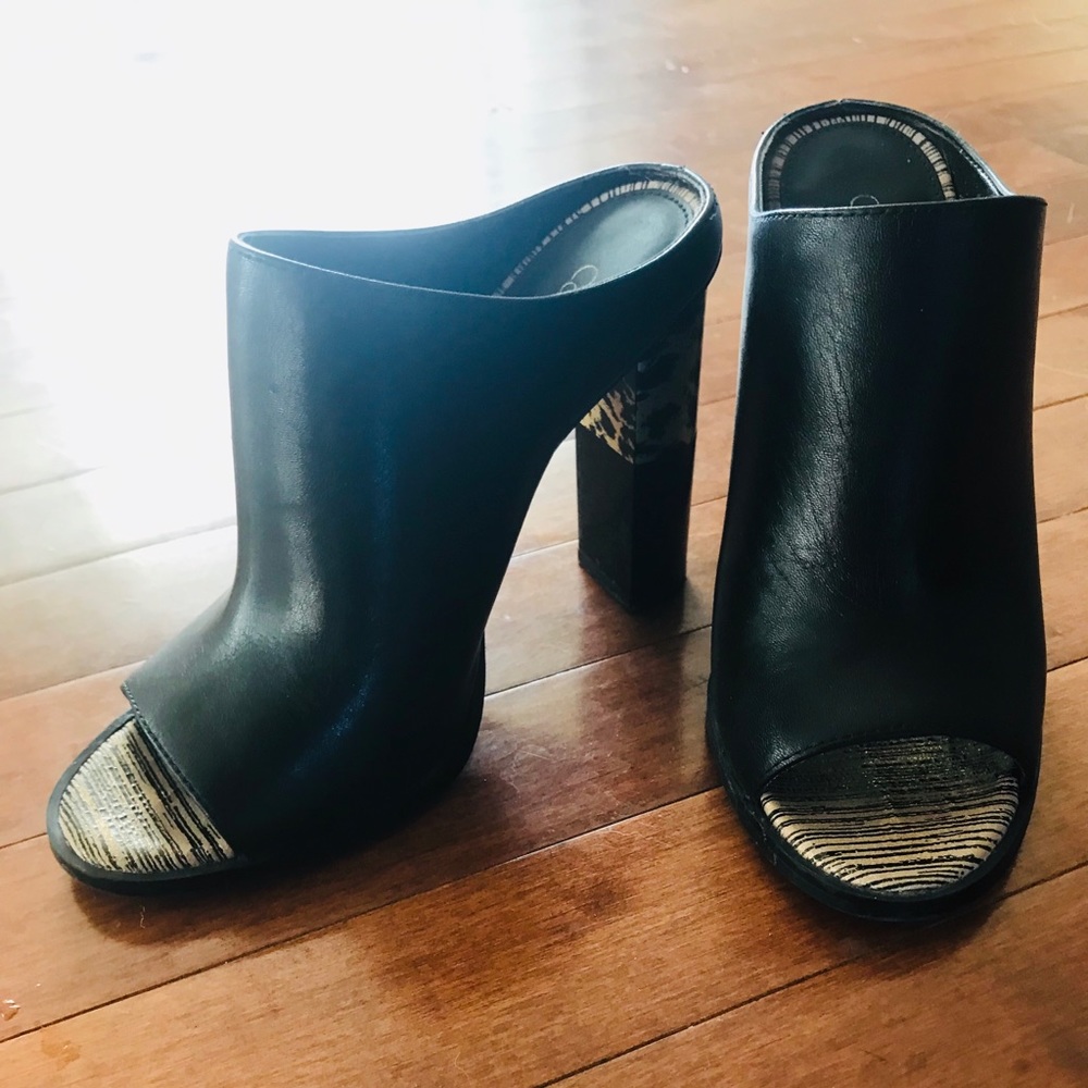 Calvin Klein Black and Gold Leopard Heel